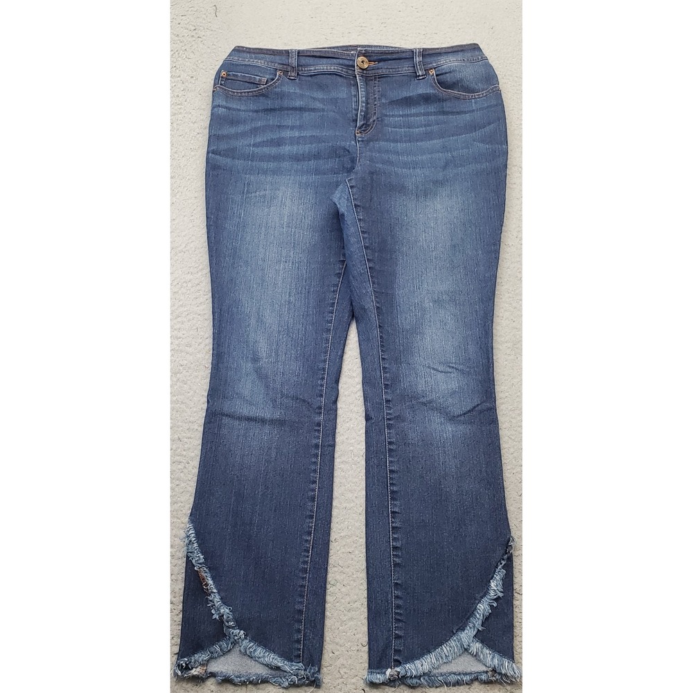 INC International Concepts Skinny Jeans Womens 8 Blue Denim Regular Frayed Hem